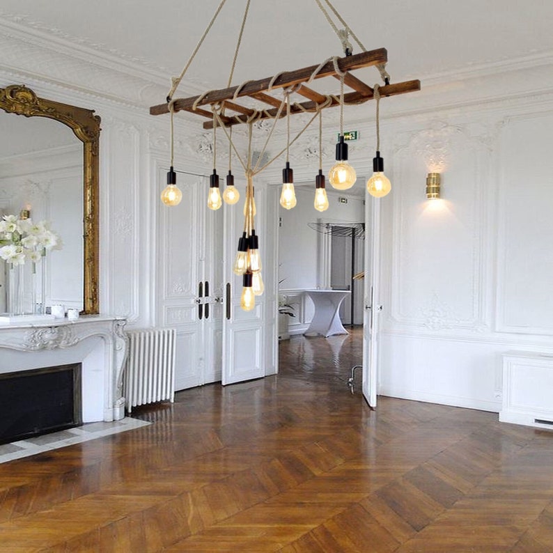 Wooden Ladder Pendant Chandelier Rustic Farmhouse Lighting - Etsy