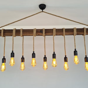 Wooden Farmhouse Pendant Light Fixture, Rustic Hanging Chandelier For Dining Room Vintage Kitchen Island