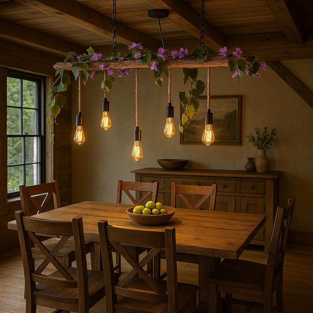 Live Edge Olive Wood Chandelier With Plant Shelf, Rustic Handmade