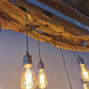 Olive Wood Pendant Light Fixture For Kitchen Island , Rustic Unique Pendant Ceiling Light For Dining Table, Farmhouse Chandelier For Plant image 7