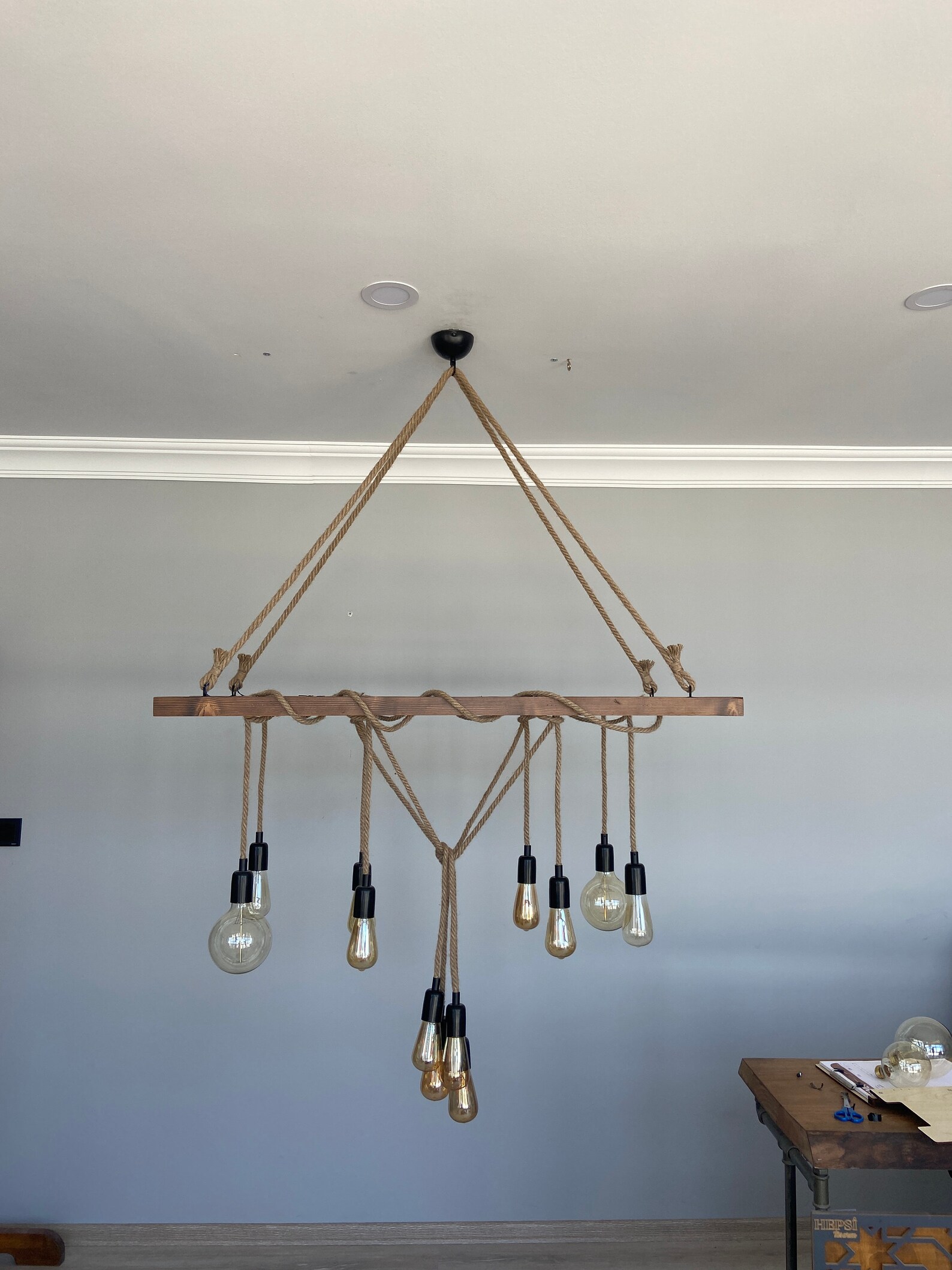 Wooden Ladder Pendant Chandelier Rustic Farmhouse Lighting | Etsy