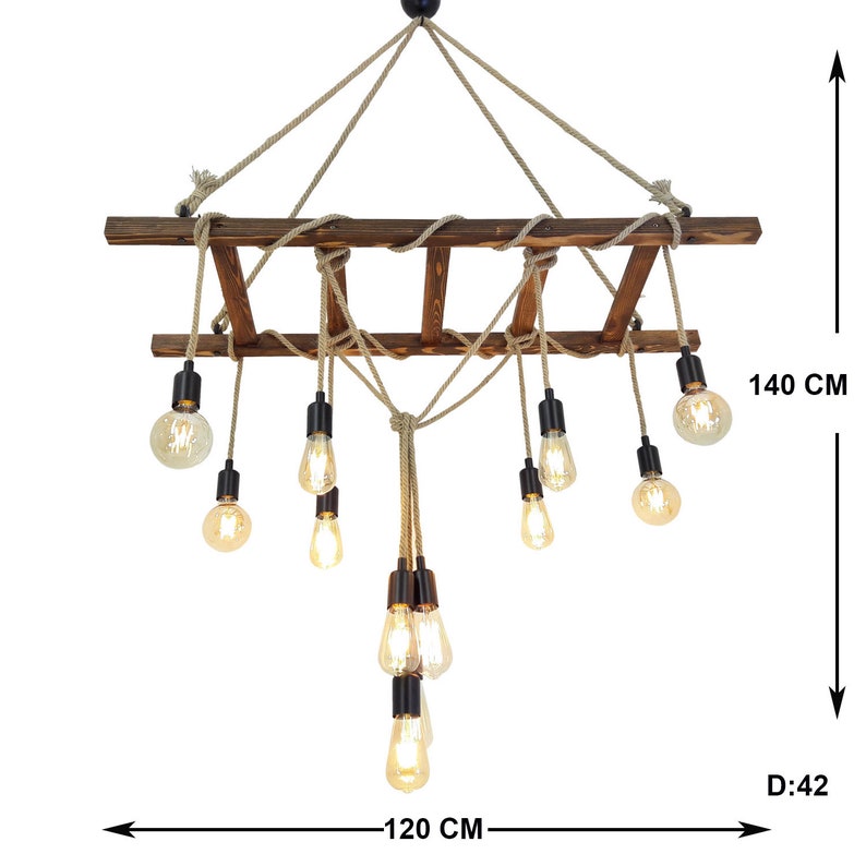 Wooden Ladder Pendant Chandelier Rustic Farmhouse Lighting - Etsy