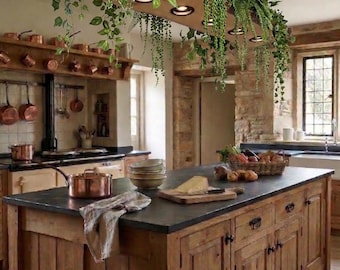 Rustic LED Live Edge Wooden Pendant Chandelier For Kitchen Island, LED Light Fixture For Dining Room