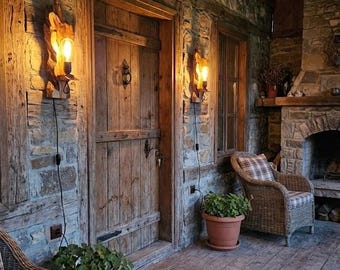 Live Edge Olive Wood Wall Light Fixture, Rustic Wooden Wall Lamp, Unique Wooden Wall Sconc,  Olive Wood Wall Decor