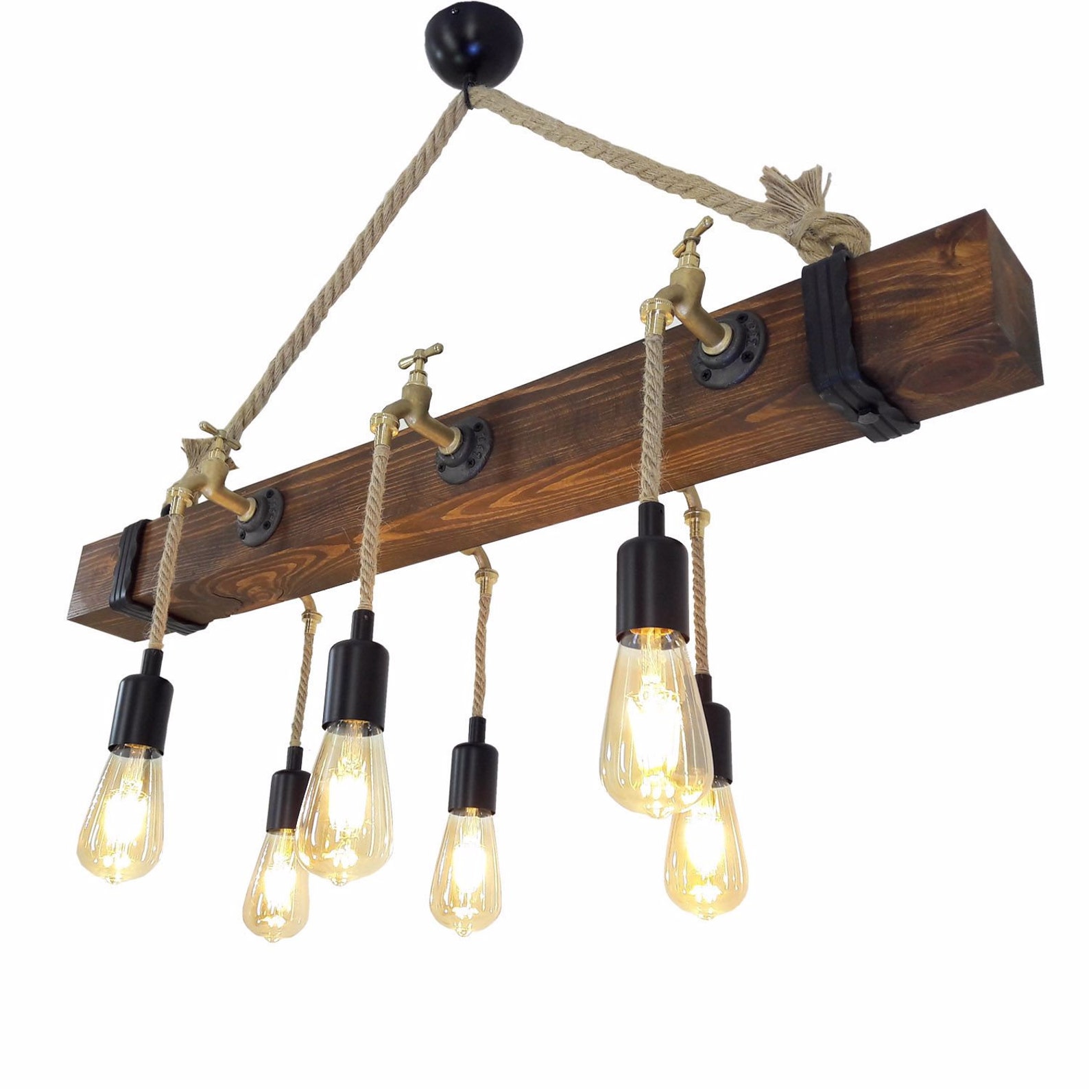 Farmhouse Wooden Chandelier Industrial Lighting for Dining - Etsy