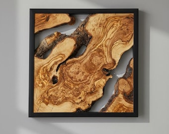 Modern Rustic Olive Wood Wall Art, Olive Wood Abstract Wall Decor