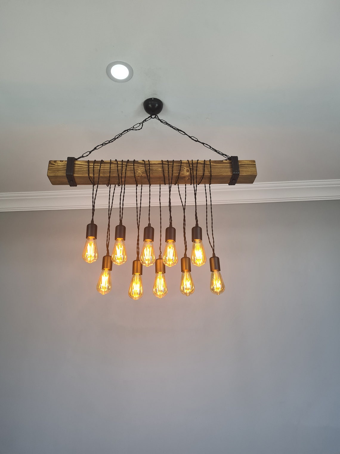 Rustic Wooden Dining Room Light Fixture Wood Beam Farmhouse Etsy