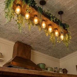 Luminaire suspendu en bois Live Edge pour îlot de cuisine, lustre de ferme pour table à manger