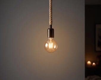 Single Rustic Rope Pendant Lamp For Hallway
