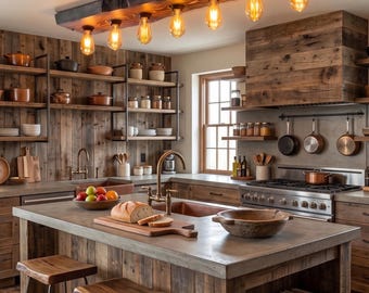 Rustic Live Edge Wooden Flush Mount Light Fixture, Farmhouse Chandelier for Low Ceilings