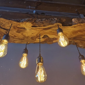 Olive Wood Pendant Light Fixture For Kitchen Island , Rustic Unique Pendant Ceiling Light For Dining Table, Farmhouse Chandelier For Plant image 17