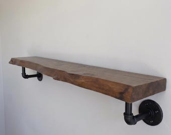 Wooden Rustic Wall Shelf, Steampunk Bathroom Shelves, Kitchen Shelves, Floating Shelves