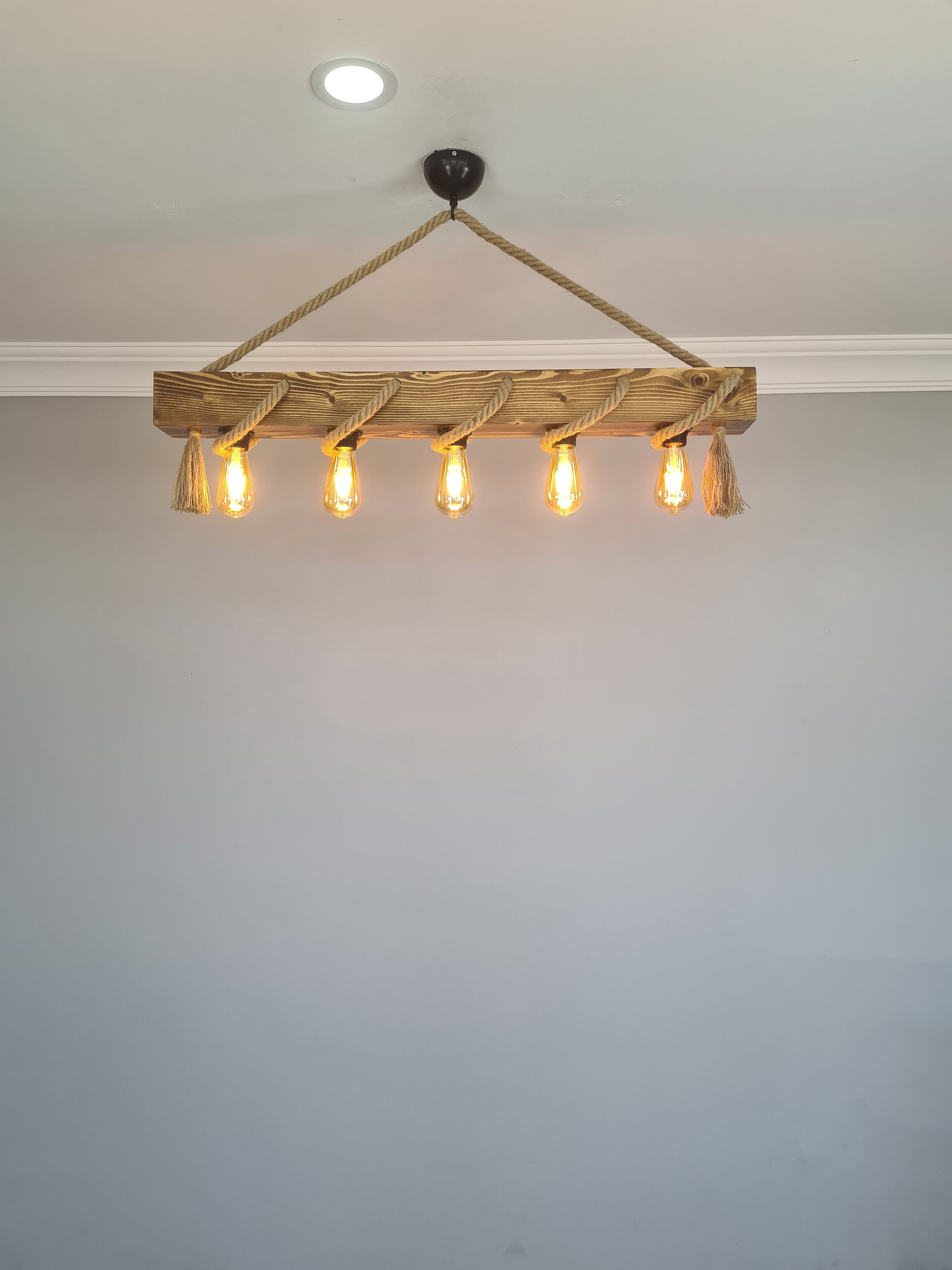 Wooden Beam Light Fixture Rustic Farmhouse Wood Chandelier Etsy