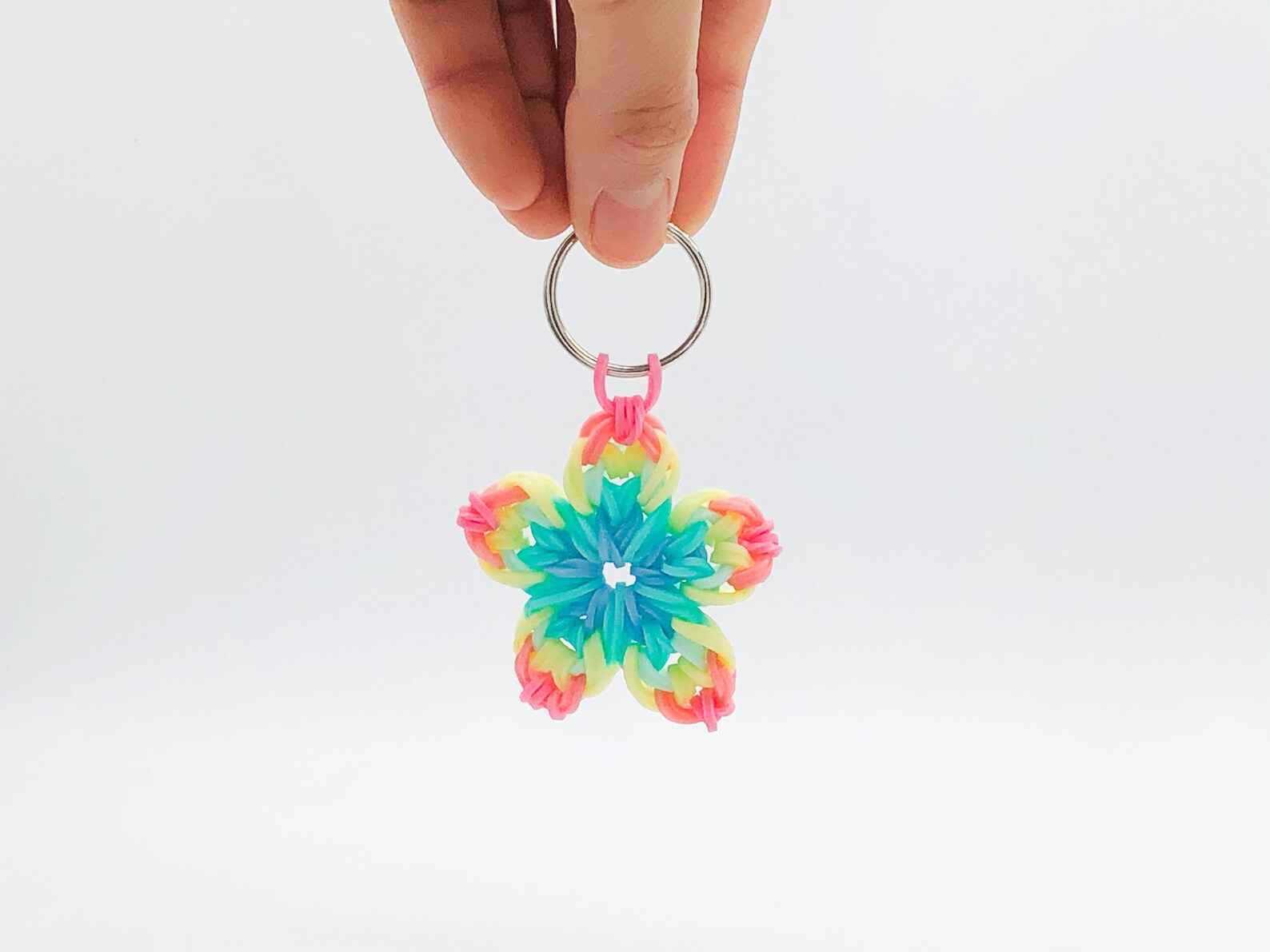Flower Rainbow Loom Keychain Keychain Charm/Backpack Purse Etsy