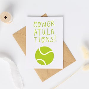 Congratulations Green Tennis Ball Card, Printable Digital Download Greeting Card, Simple Tennis Gift Idea for Student Athletes Graduation