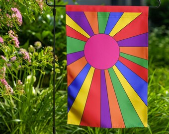 Subtle Rainbow Garden Flag, Pride Yard Flag, Discreet Gay Pride Decor, Stained Glass Sun Banner, Iykyk Closet Pride Gift, Aesthetic LGBT Art