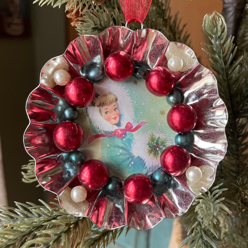 Vintage Mini Tart Tin Ornament Christmas Ornament Holiday Etsy