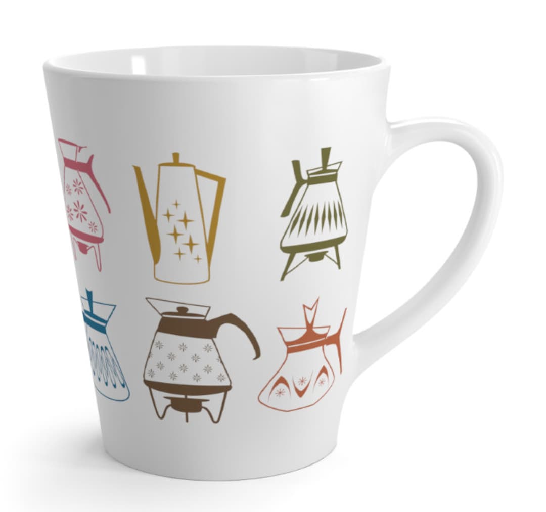 Retro Coffee Pot Mug, 1970s, Latte Mug, 12oz Mug, 1960s, Coffee Mug