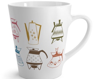Retro Coffee Pot mug, 1970s, latte mug, 12oz mug, 1960s, coffee mug, vintage coffee pot, coffee lover