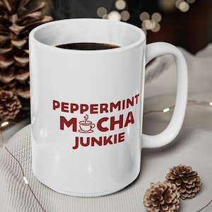 Pepparmintsmocha-junkie-mugg, 28 cl mugg, 45 cl mugg, Kaffeälskare, Kaffepresent, Kaffemugg