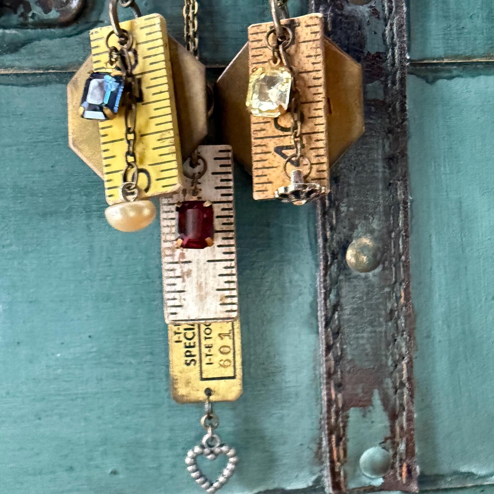 Vintage Ruler and Brass Tag Necklace, 1960s and 1970s, Steampunk ...