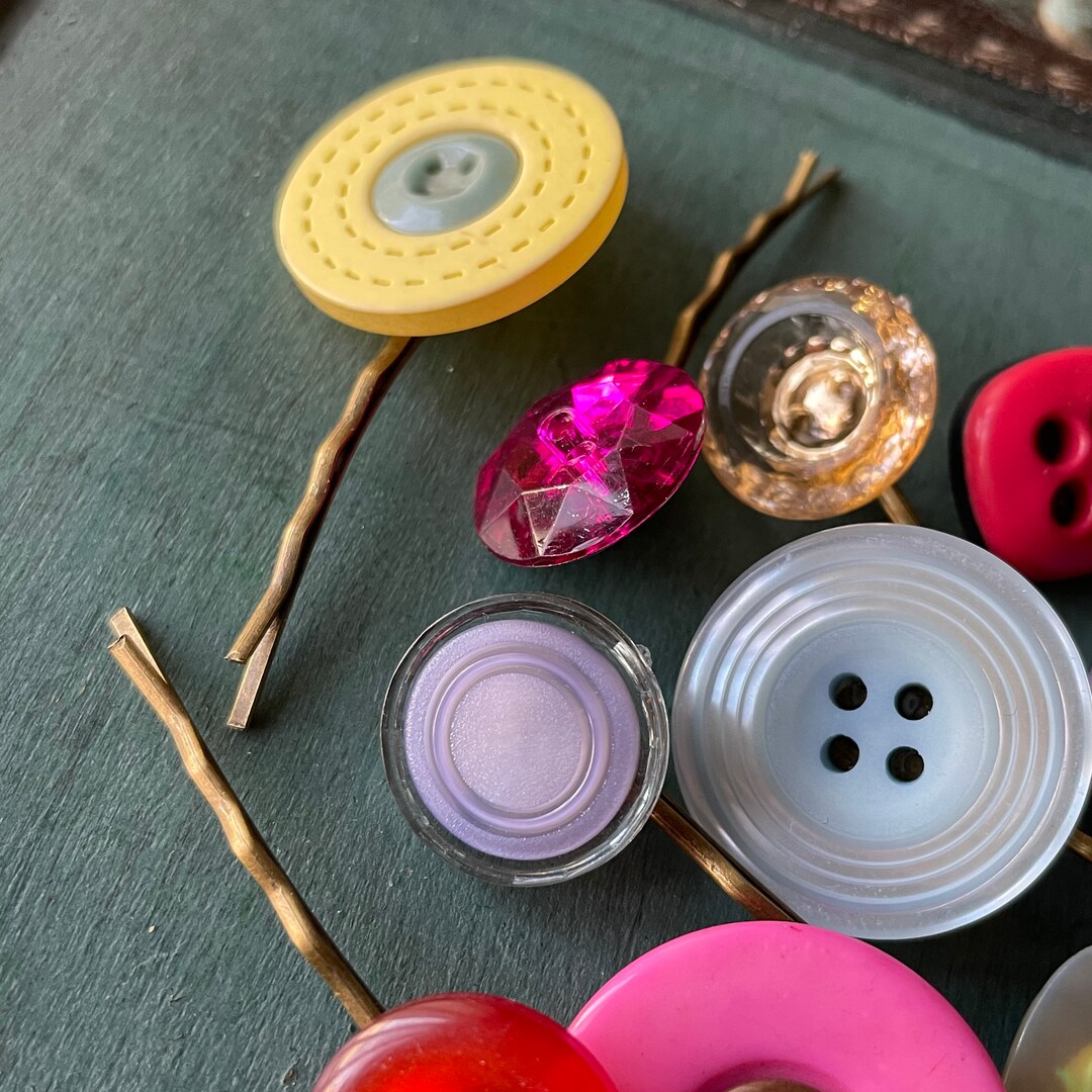 Vintage Button Hair Pins, Antique Buttons, Hair Accessory, Repurposed ...