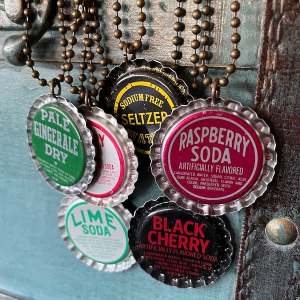 Vintage Soda Bottle Cap necklace, pop, soda, cola, root beer, repurposed antiques, upcycled antiques, upcycled jewelry