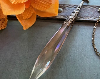 Vintage Icicle Chandelier crystal necklace, vintage crystal, repurposed antiques, upcycled jewelry, upcycled antiques