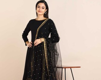 plain black salwar suit