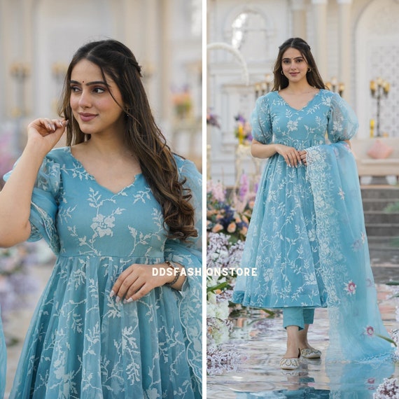 3 Pc Embroidered Organza Suit Ready to Wear Collection - Charizma