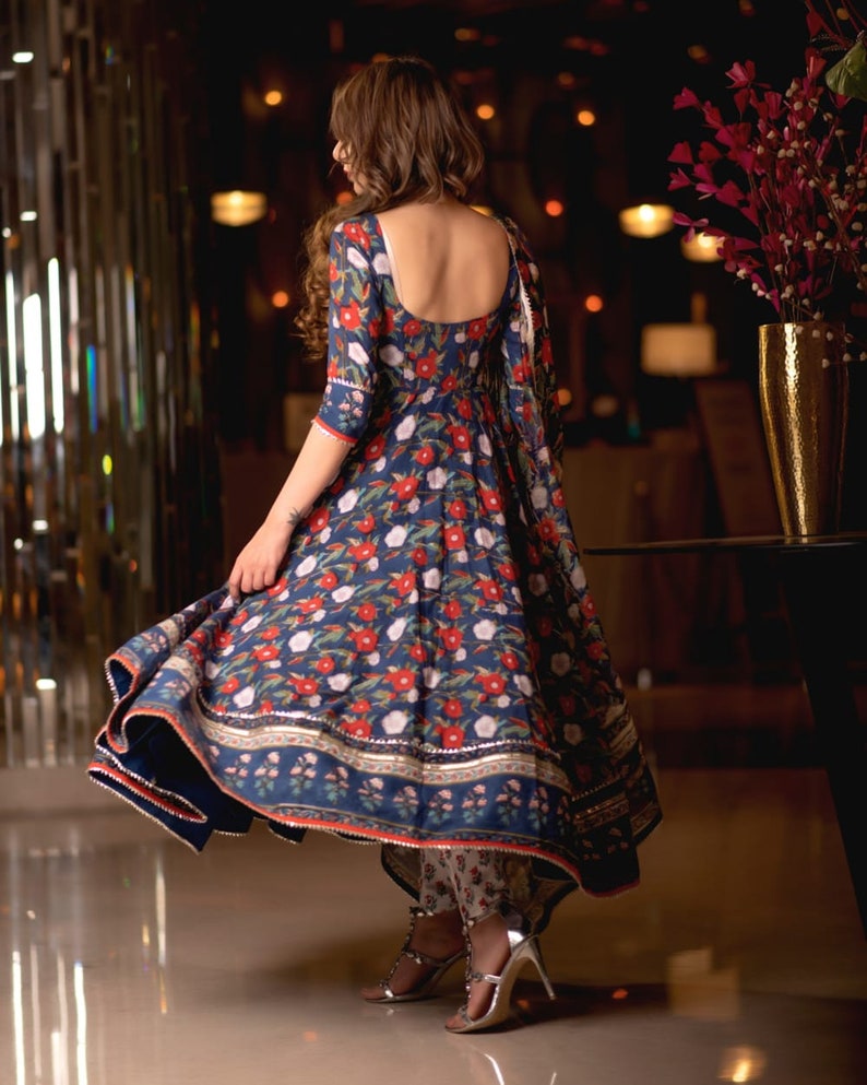 Beautiful Cotton Umbrella Kurti With Pants & Duppatta Indian Etsy