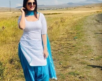 Blue kameez white salwar for best sale ladies