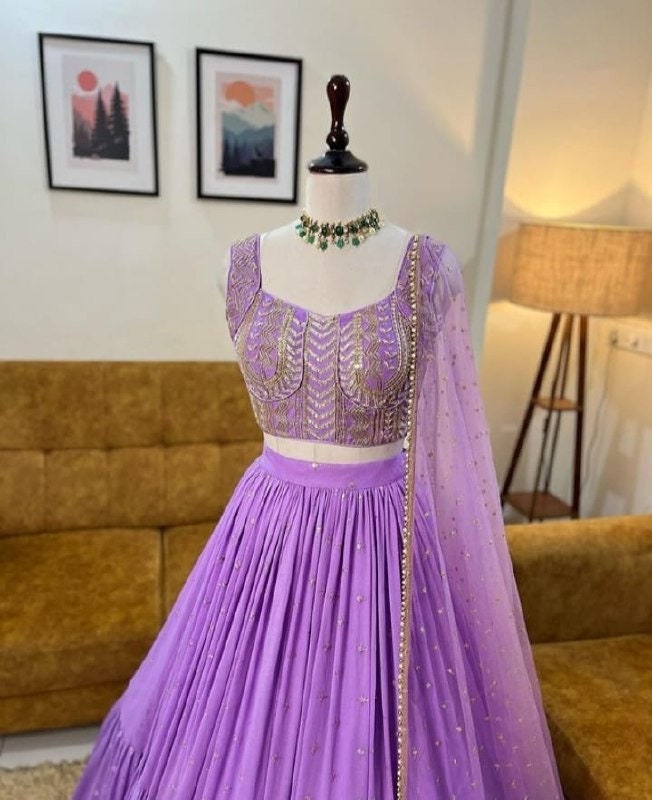 Buy Purple Georgette Embroidery Sequin Asymmetric Sleeve Gown For Women by  House of Tushaom Online at Aza Fashions.