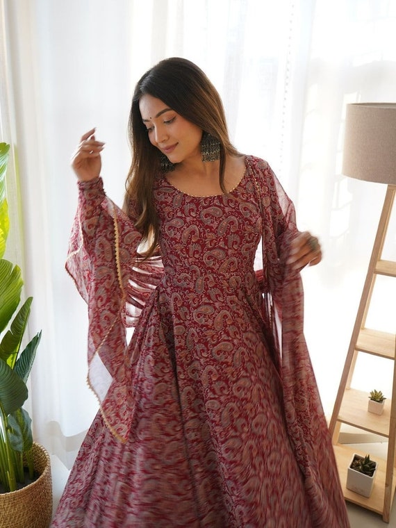 3/4 Sleeve Pink Kalamkari Anarkali Kurta, M To XXL at Rs 499 in Jaipur