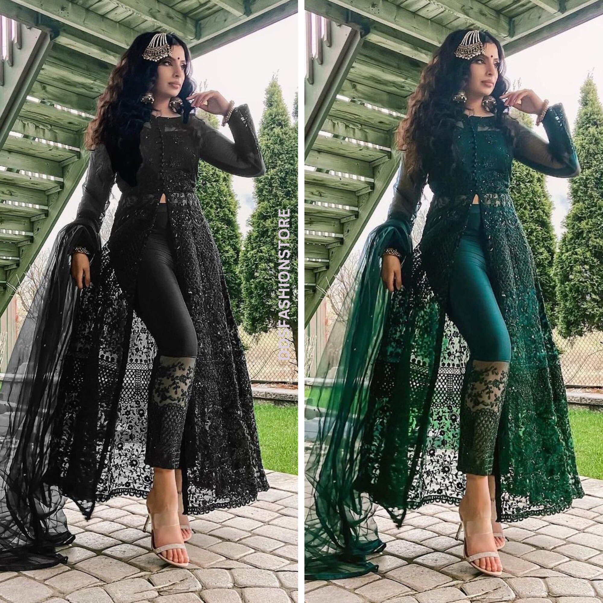 Buy Black Georgette Front Slit Cut Kurti at INR 1596 online from Wholesale  Textile PARTY WEAR KURTIS WHOLESALE : Black Georgette Front Slit Cut Kurtis