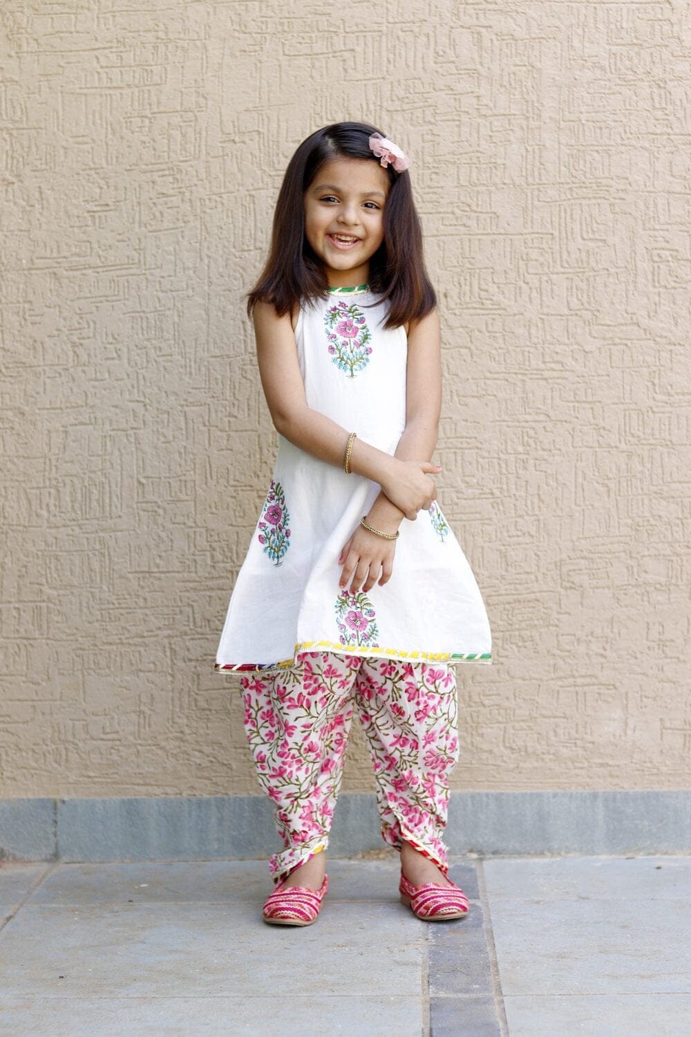 Dhoti Kurta Set Girl In White And Gold 5-12 Year Old | sites.unimi.it