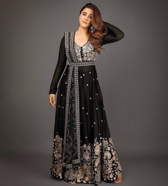 Buy Indo-western Style Long Gown With Embroidery Work Printed Dupatta for  Women and Girls, Dresses, Indian Outfits, Free Shipping Online in India -  Etsy
