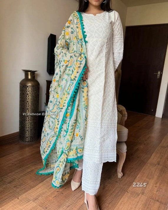 Khwaab Teal Designer Heavy Handwork Chikankari Anarkali Kurta Set – Indi  Ethnics