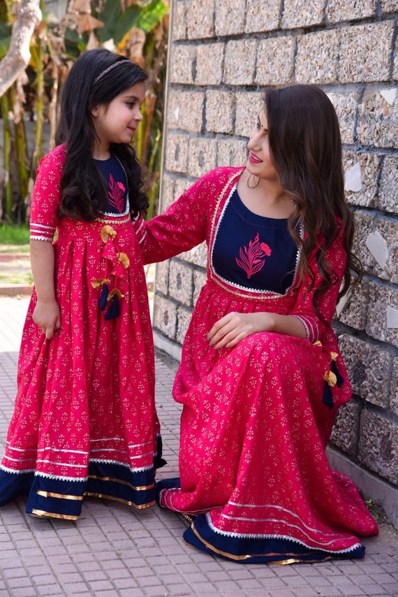Aqua and Pink Girls Kurta Pant Set  Kids Ethnic Wear Online – The Mom Store