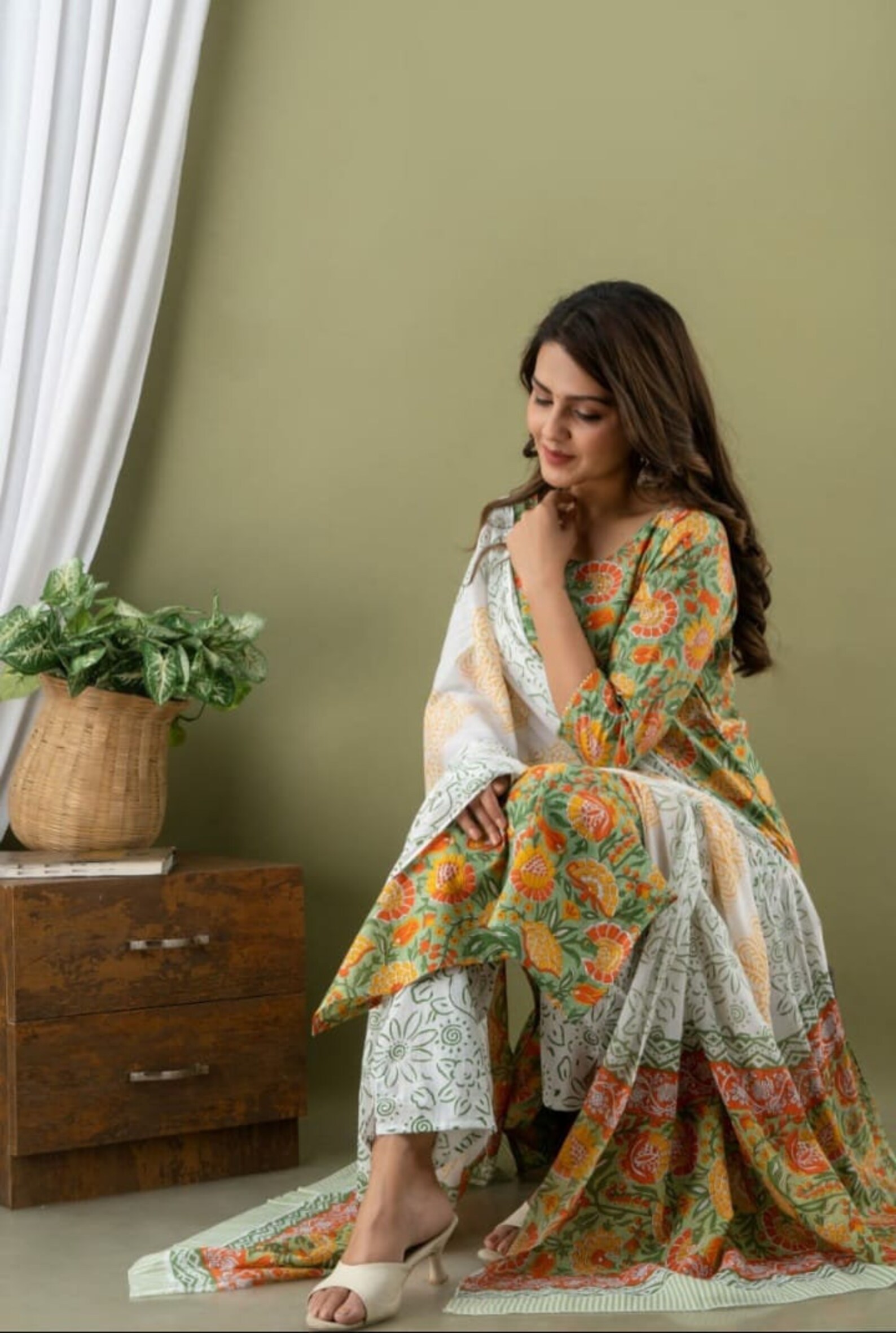 Pakistani Cotton Salwar Kameez Set Printed Kurta with Pant Etsy