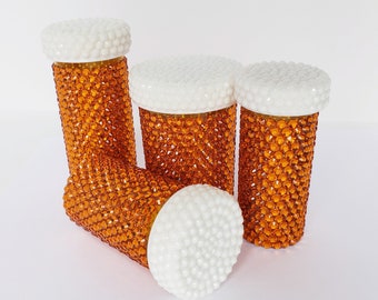 The Original Bedazzled Pill Bottle - Luxury Organizer with hand-placed Rhinestones & Child-proof Cap