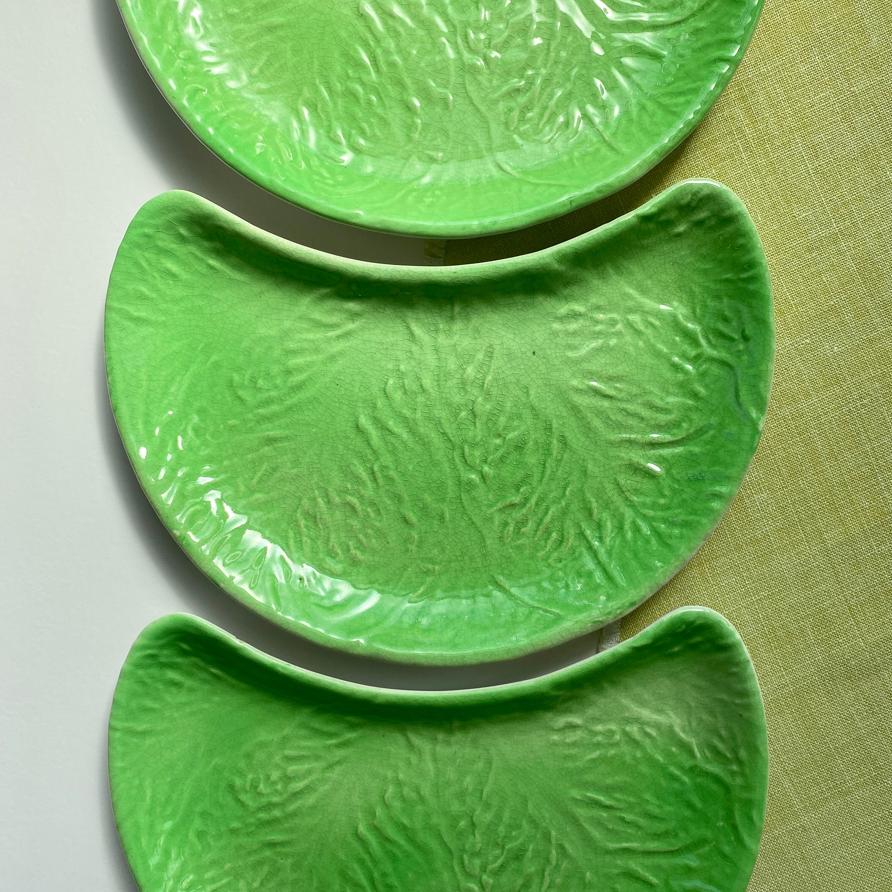 Set of 3 Vintage Carlton Ware Lettuce Leaf Plates Green Etsy
