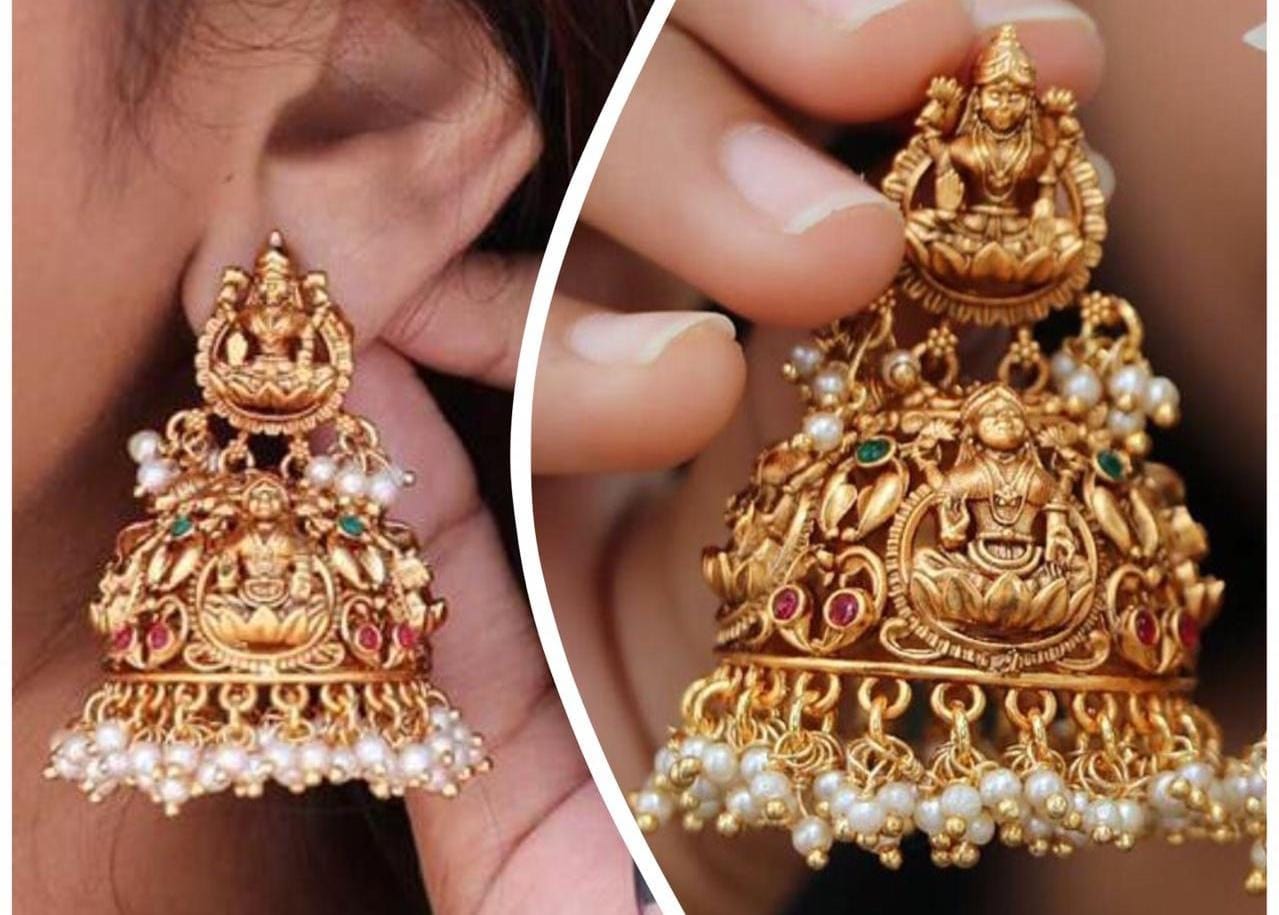 Premium Quality Antique Matte Finish Lakshmi Jumka