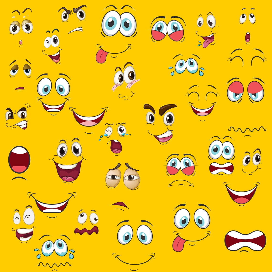 Emotion Faces Clipart Emoji Faces Cartoon Faces Svg Feeling - Etsy