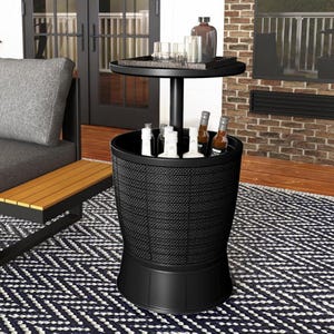 Mesa lateral para cooler externo de 41 litros, com dreno, balde multiuso para bebidas como cerveja e vinho, ideal para festas na piscina.