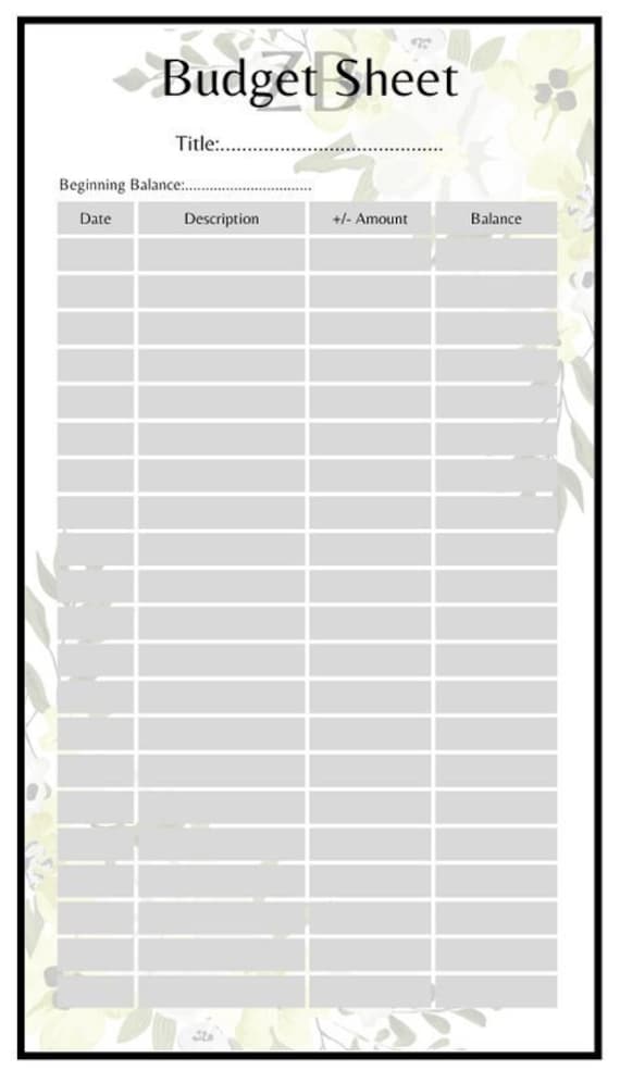 A6 Budget sheet Tracker . Cash stuffing . Saving Challenge . Printable