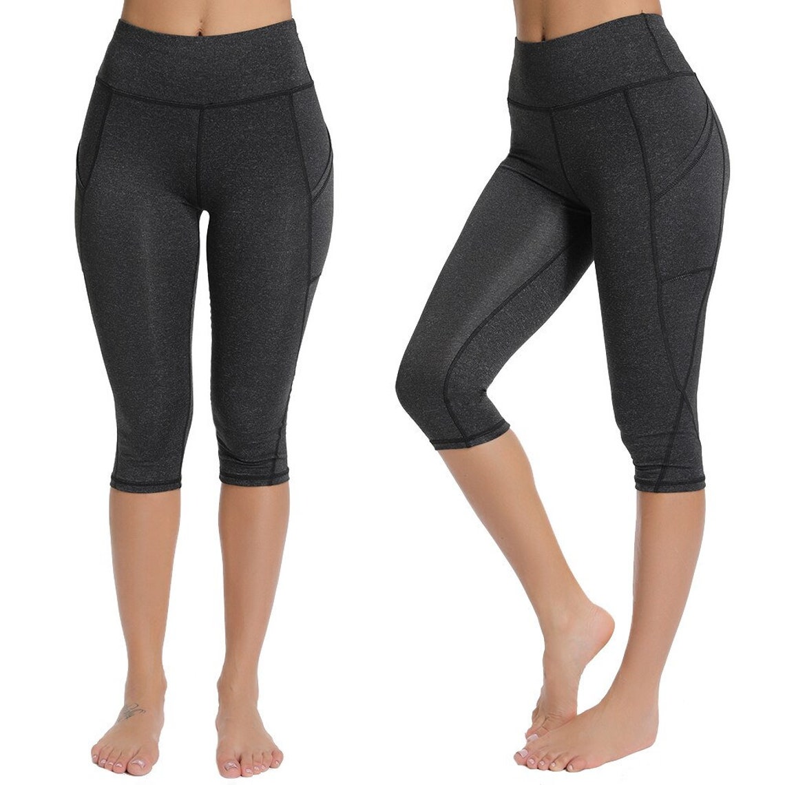 High Waist Calflength Yoga Pants With Pockets Etsy