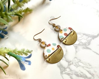 Polymer clay earrings | Polka dot | Minimalistic | Dainty earrings | funky | Mid Century Modern | Hello Dottie Half Circle Earrings