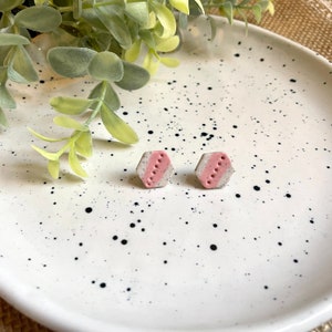 Landing Strip Studs - Pink | Geometric Earrings | Unique Handmade Gift | Every Day Jewelry | Funky Accessory | Small Details | Mid Century