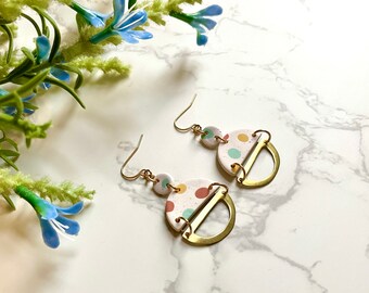 Polymer clay earrings | Polka dot | Minimalistic | Dainty earrings | funky | Mid Century Modern | Hello Dottie Half Circle Cutout Earrings